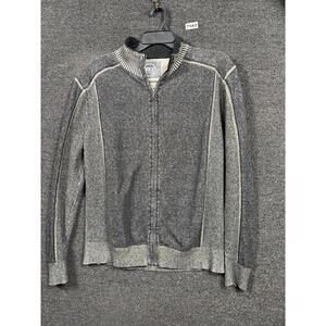 BKE Sweater Mens 2XL Gray Full Zip Mock Neck Knit Cotton Fleece Lined Casual